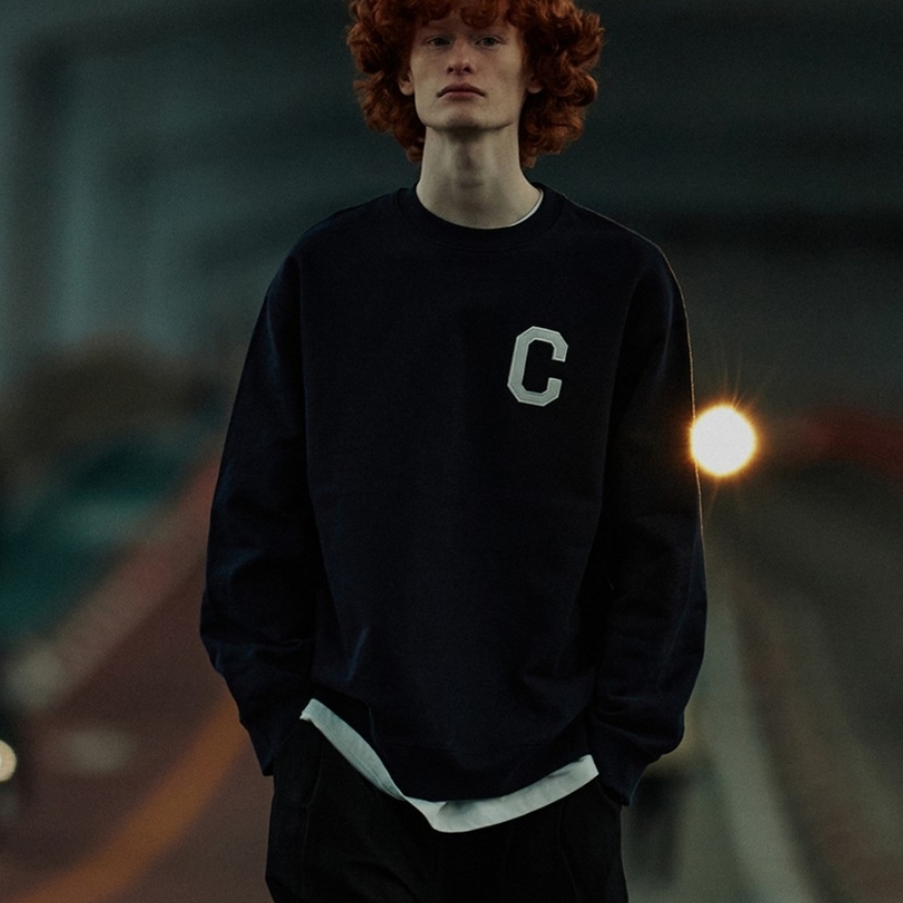 Covernat Unisex C Logo Black Cotton Sweatshirt Size M